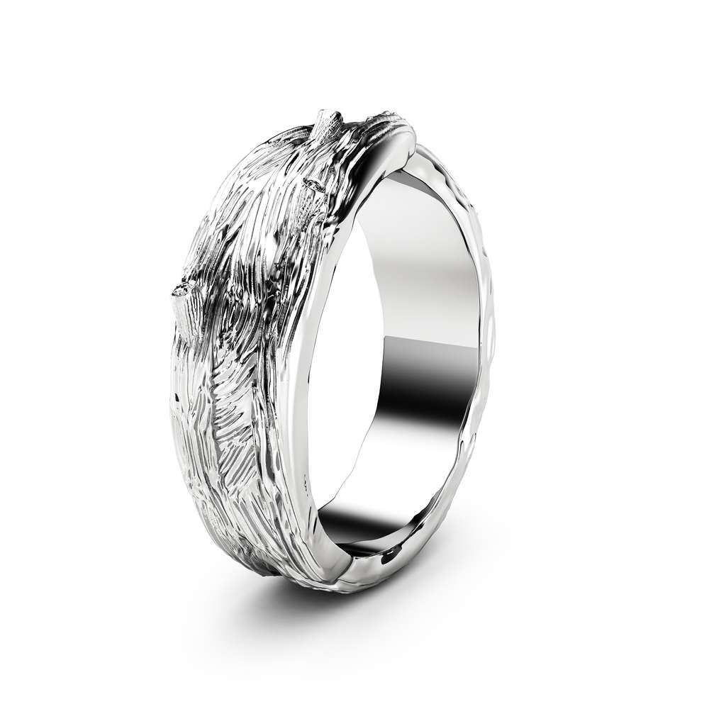 Twig Design Wedding Ring 14K Solid White Gold Branch Wedding Band 1 Twig Design Wedding Ring 14K Solid White Gold Branch Wedding Band