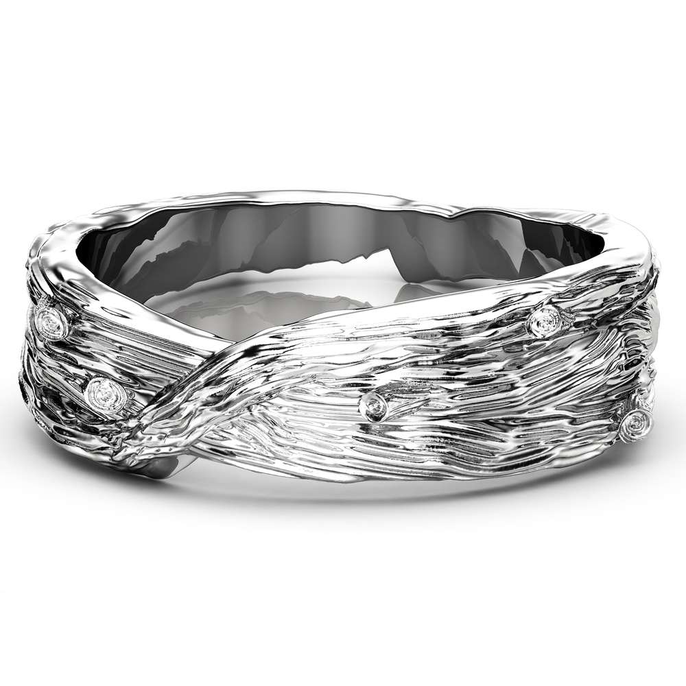 Twig Design Wedding Ring 14K Solid White Gold Branch Wedding Band 2 Twig Design Wedding Ring 14K Solid White Gold Branch Wedding Band