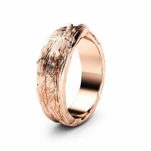 Twig Design  Wedding Ring 14K Solid Rose Gold Commitment Ring Unique Wedding Band