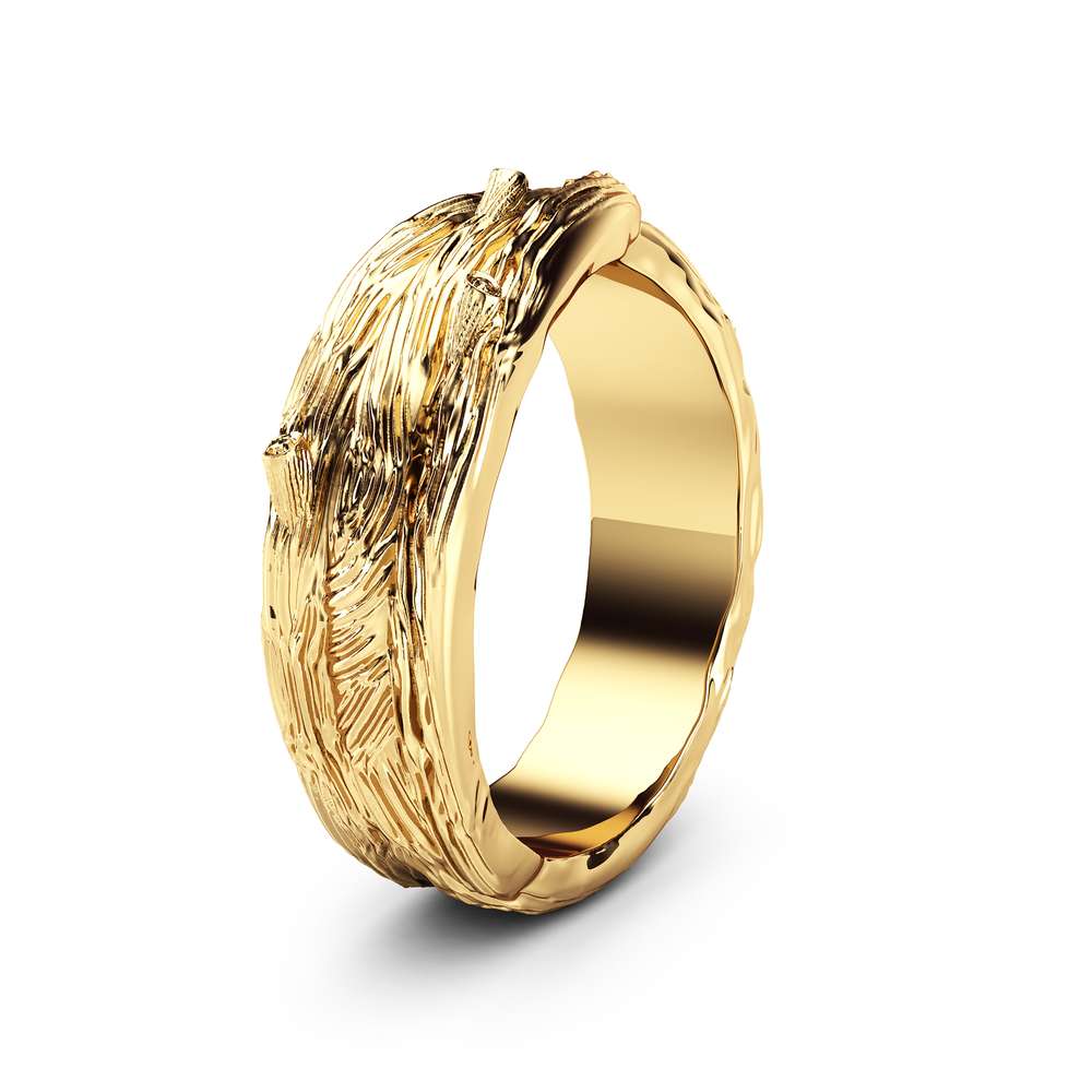 Twig Design Wedding Ring 14K Solid Yellow Gold Commitment Ring Branch Styled Wedding Band 1 Twig Design Wedding Ring 14K Solid Yellow Gold Commitment Ring Branch Styled Wedding Band