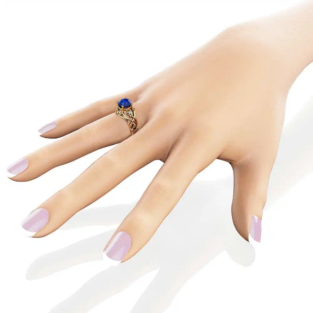 Celtic Bluish Violet Tanzanite Engagement Ring 14K Rose Gold Ring Natural Tanzanite Engagement Ring