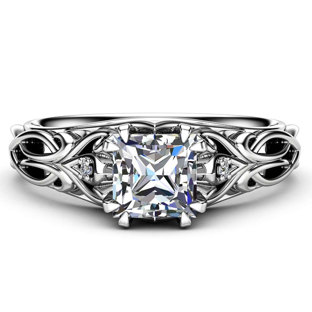 Unique Princess Cut Moissanite Engagement Ring 14K White Gold Victorian Ring Unique Engagement Ring 2 Unique Princess Cut Moissanite Engagement Ring 14K White Gold Victorian Ring Unique Engagement Ring