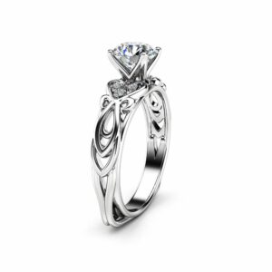 Moissanite Engagement Ring Rose Gold Heart Shaped Band Moissanite Wedding Ring