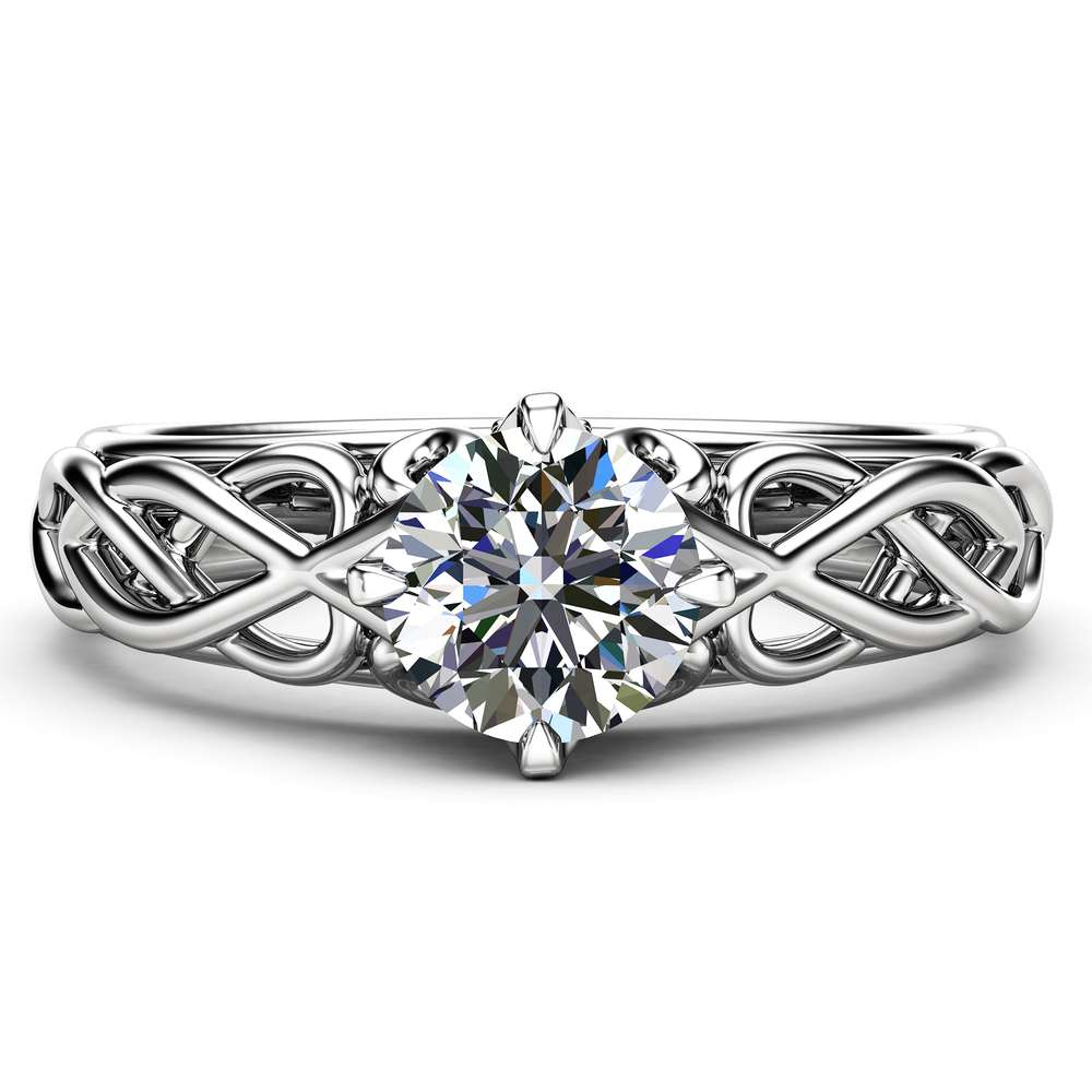 Unique Victorian Moissanite Engagement Ring 14K White Gold Ring Unique Art Deco Engagement Ring