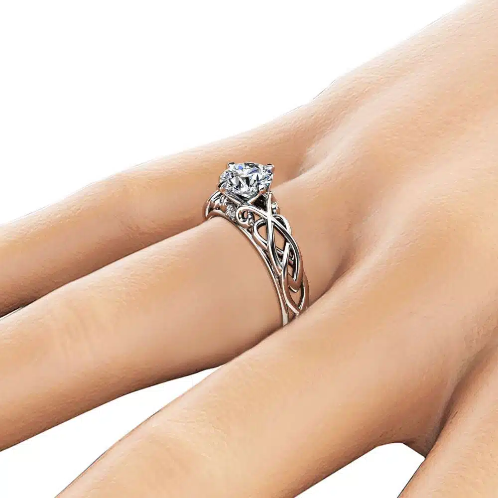 Unique Victorian Moissanite Engagement Ring 14K White Gold Ring Unique Art Deco Engagement Ring 4 Unique Victorian Moissanite Engagement Ring 14K White Gold Ring Unique Art Deco Engagement Ring