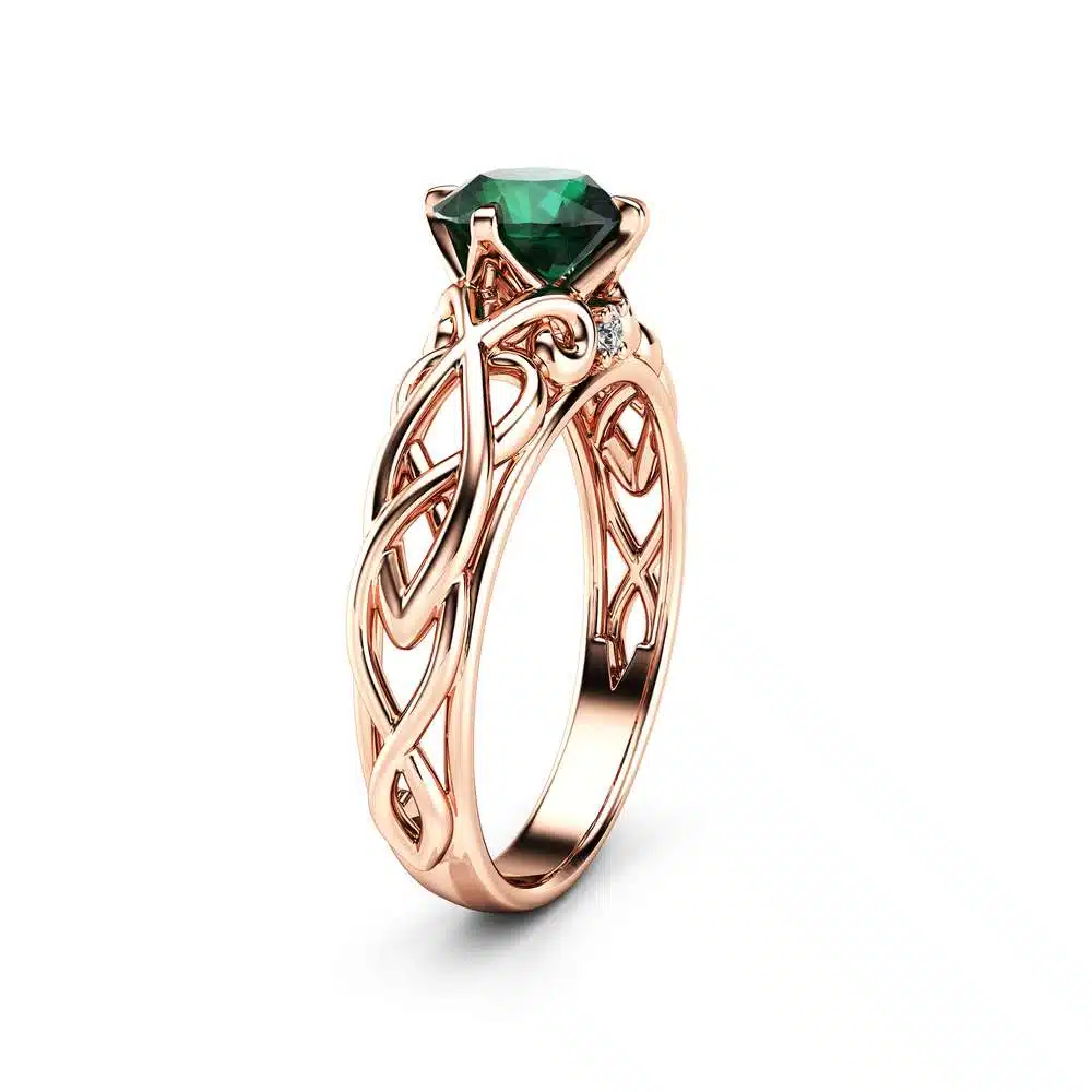 Unique Victorian Emerald Engagement Ring 14K Rose Gold Ring Art Deco Emerald Engagement Ring 1 Unique Victorian Emerald Engagement Ring 14K Rose Gold Ring Art Deco Emerald Engagement Ring