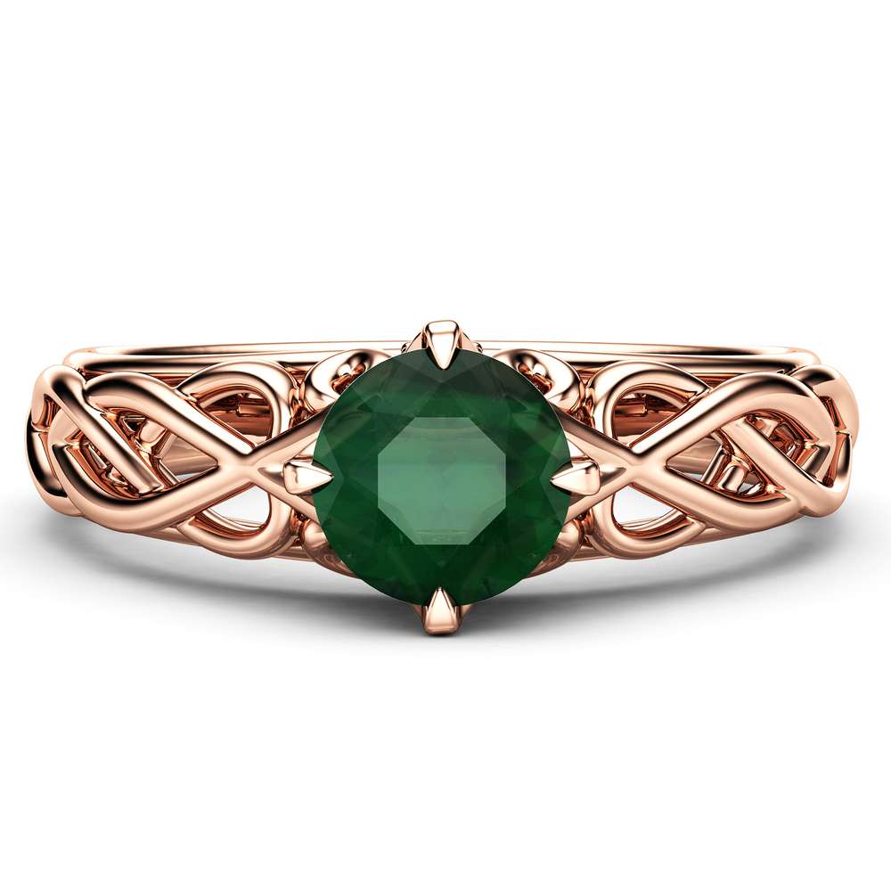 Unique Victorian Emerald Engagement Ring 14K Rose Gold Ring Art Deco Emerald Engagement Ring 2 Unique Victorian Emerald Engagement Ring 14K Rose Gold Ring Art Deco Emerald Engagement Ring