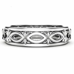 Unique Unisex Wedding Ring 14K White Gold Wedding Band Art Deco Ring Filigree Wedding Ring