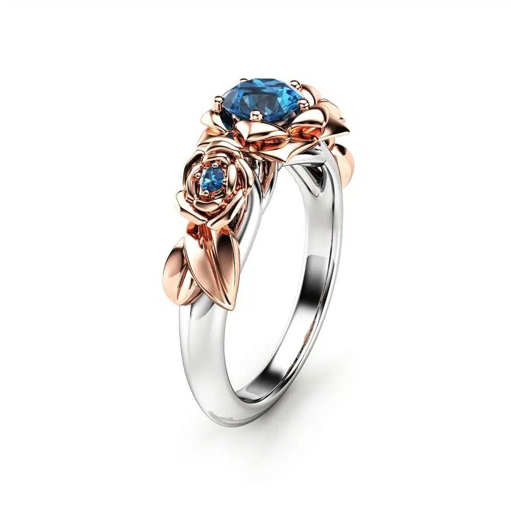 Blue Diamond Engagement Ring White Gold Ring Rose Engagement Ring Gold Diamond Ring 1 Blue Diamond Engagement Ring White Gold Ring Rose Engagement Ring Gold Diamond Ring