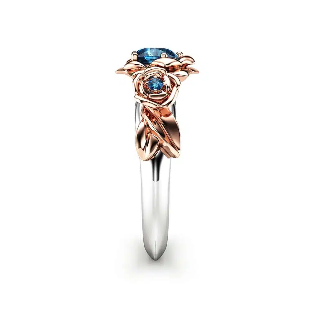Blue Diamond Engagement Ring White Gold Ring Rose Engagement Ring Gold Diamond Ring 3 Blue Diamond Engagement Ring White Gold Ring Rose Engagement Ring Gold Diamond Ring