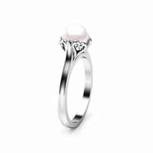 Black Pearl Engagement Ring 14K White Gold Ring Solitaire Engagement Ring Gold Pearl Ring