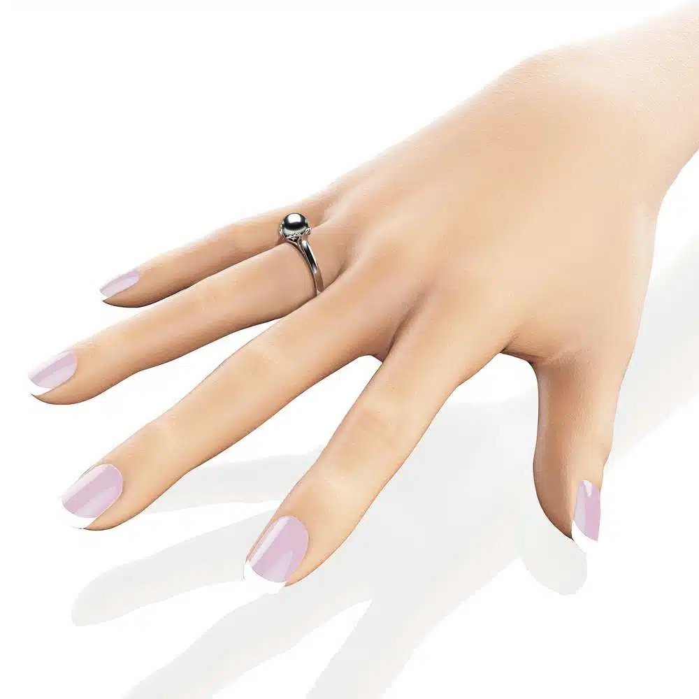 Black Pearl Engagement Ring White Gold Ring Solitaire Engagement Ring Pearl Ring 5 Black Pearl Engagement Ring White Gold Ring Solitaire Engagement Ring Pearl Ring
