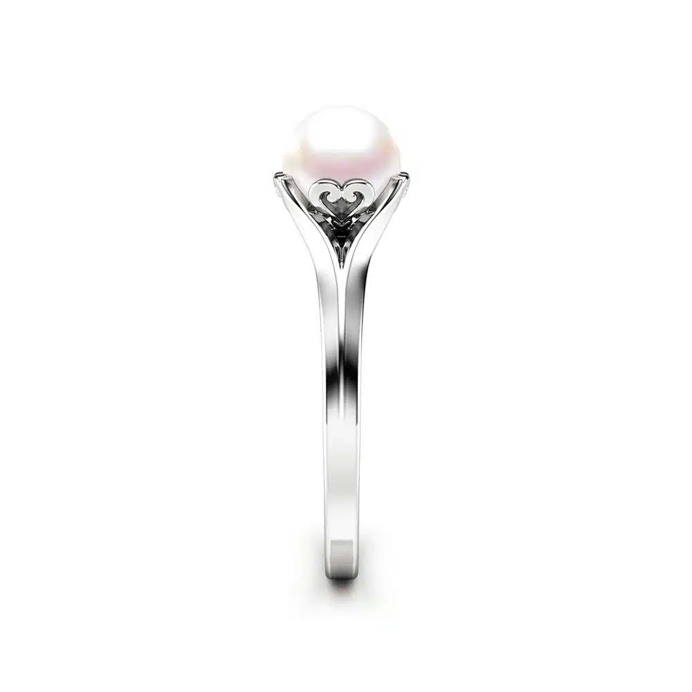 Pearl Engagement Ring White Gold Ring Solitaire Engagement Ring Gold Pearl Ring