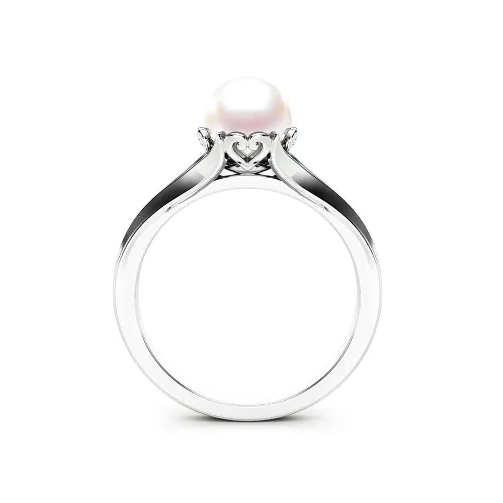 Pearl Engagement Ring White Gold Ring Solitaire Engagement Ring Gold Pearl Ring