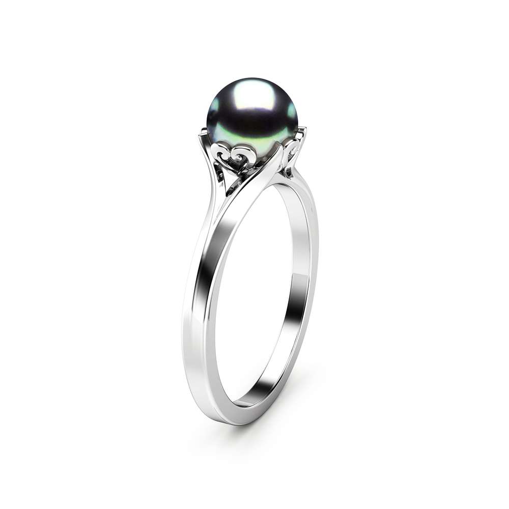 Black Pearl Engagement Ring White Gold Ring Solitaire Engagement Ring Gold Pearl Ring 1 Black Pearl Engagement Ring White Gold Ring Solitaire Engagement Ring Gold Pearl Ring