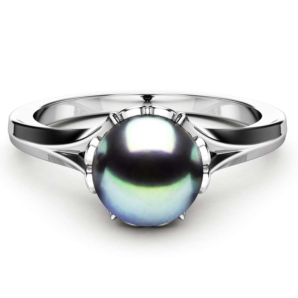 Black Pearl Engagement Ring White Gold Ring Solitaire Engagement Ring Gold Pearl Ring 2 Black Pearl Engagement Ring White Gold Ring Solitaire Engagement Ring Gold Pearl Ring