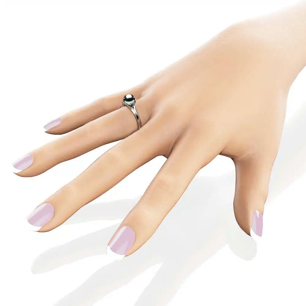 Black Pearl Engagement Ring White Gold Ring Solitaire Engagement Ring Gold Pearl Ring