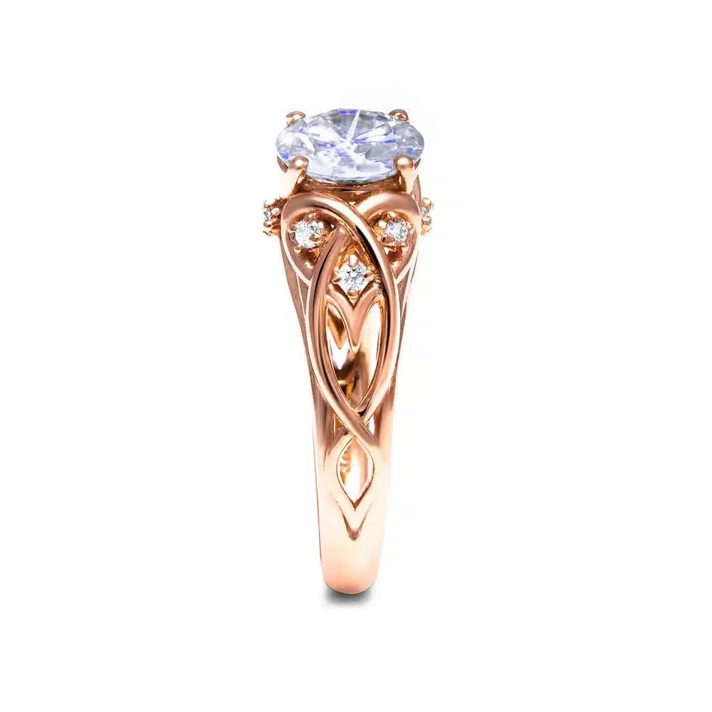 14K White Gold Unique Engagement Rings Moissanite Ring Unique Design Engagement Ring