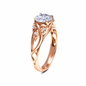 14K White Gold Unique Engagement Rings Moissanite Ring Unique Design Engagement Ring