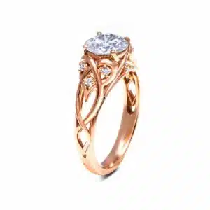 14K White Gold Unique Engagement Rings Moissanite Ring Unique Design Engagement Ring