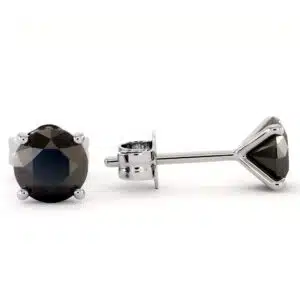 Black Diamond Stud Gold Earrings Martini Setting