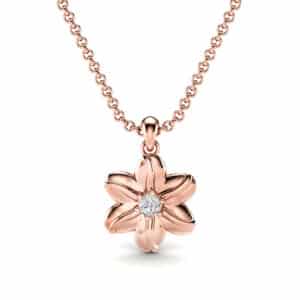 Sculpted Flower Diamond Pendant Necklace