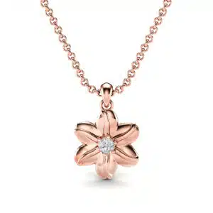 Sculpted Flower Diamond Pendant Necklace