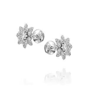 Exquisite White Gold and Diamond Flower Earrings