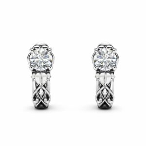 Unique Diamond Earrings 14K White Gold Earrings Unique Diamond Jewelry Anniversary Gift