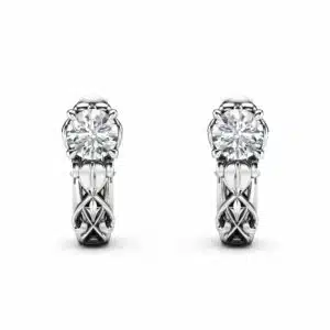 Unique Diamond Earrings 14K White Gold Earrings Unique Diamond Jewelry Anniversary Gift