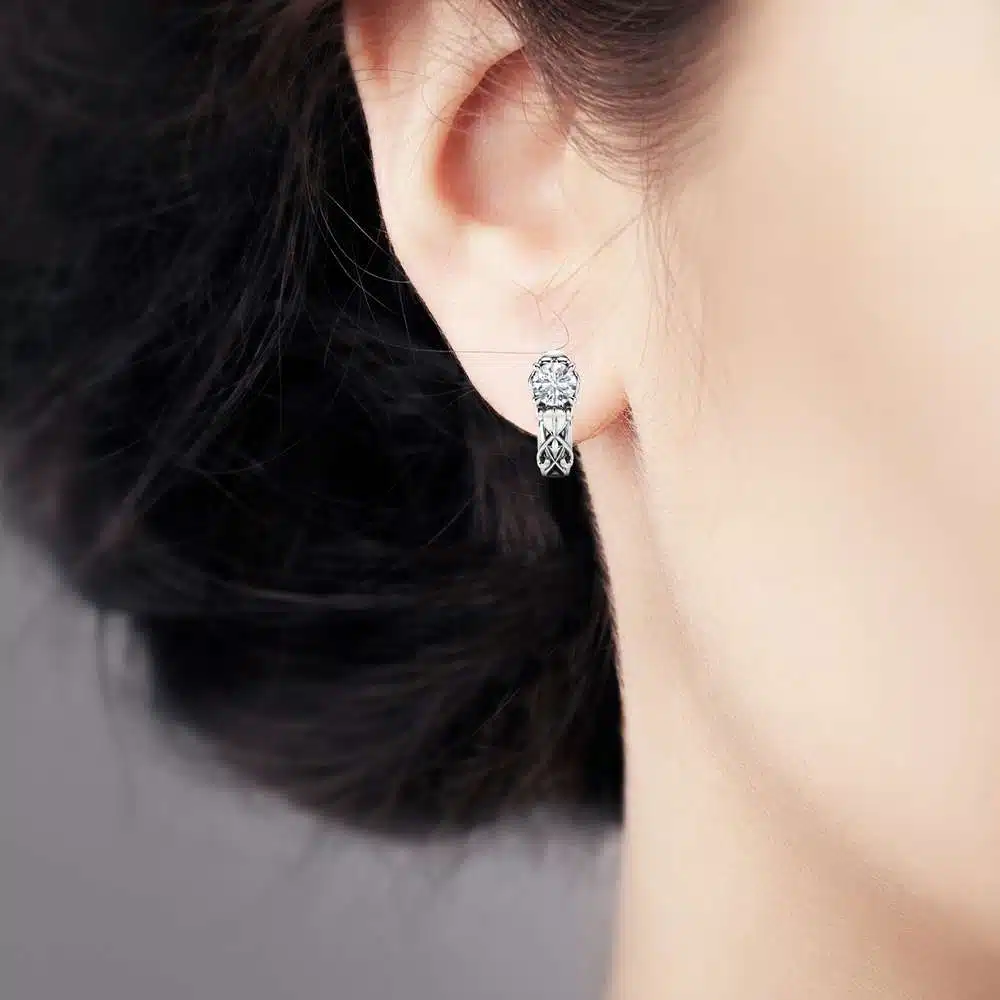 Unique Diamond Earrings 14K White Gold Earrings Unique Diamond Jewelry Anniversary Gift