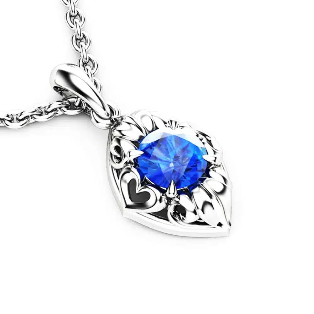 Sapphire Pendant Jewelry 14K White Gold Sapphire Jewelry Gold Necklace Anniversary Gift 1 Sapphire Pendant Jewelry 14K White Gold Sapphire Jewelry Gold Necklace Anniversary Gift