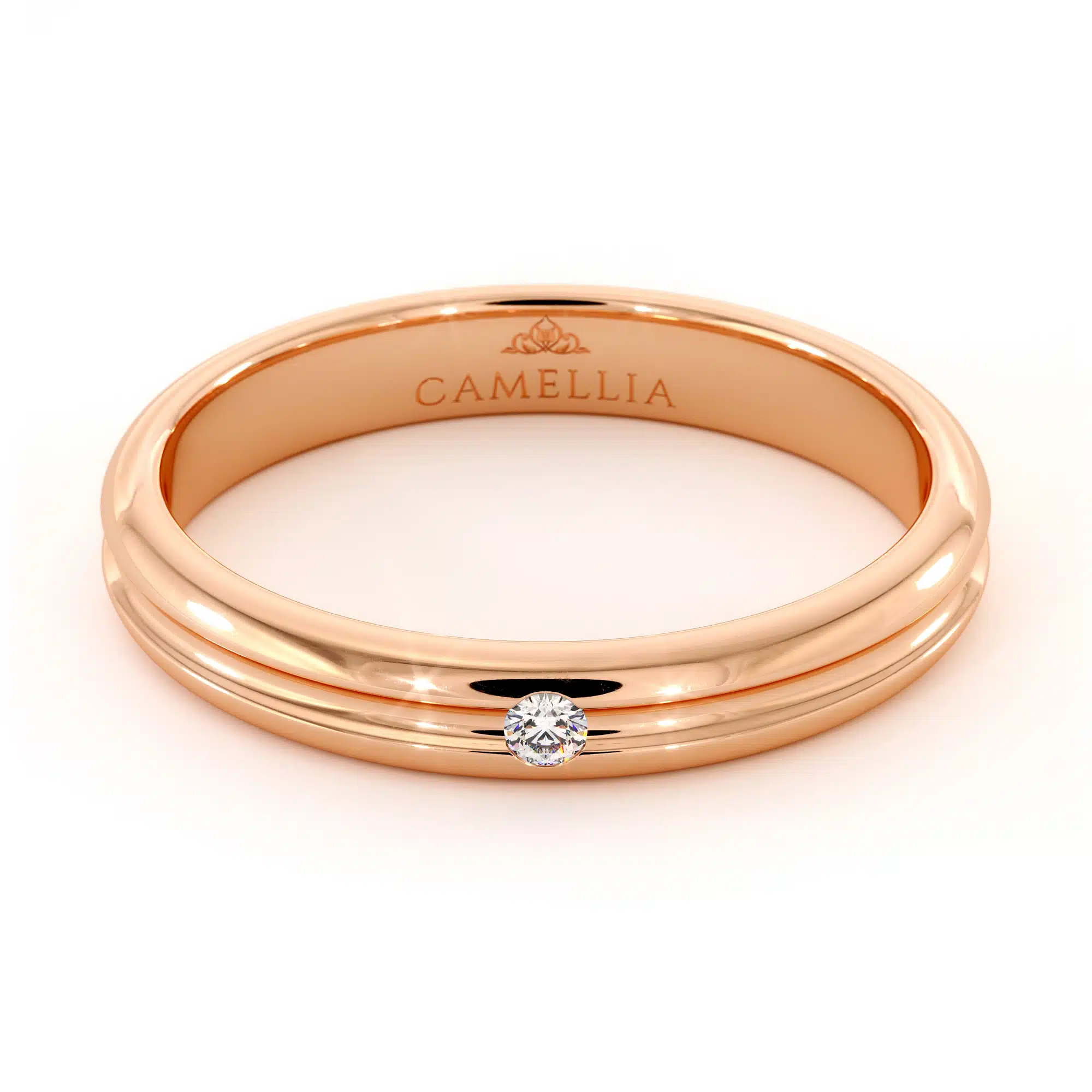 Elegant diamond women band 14k rose gold (4)