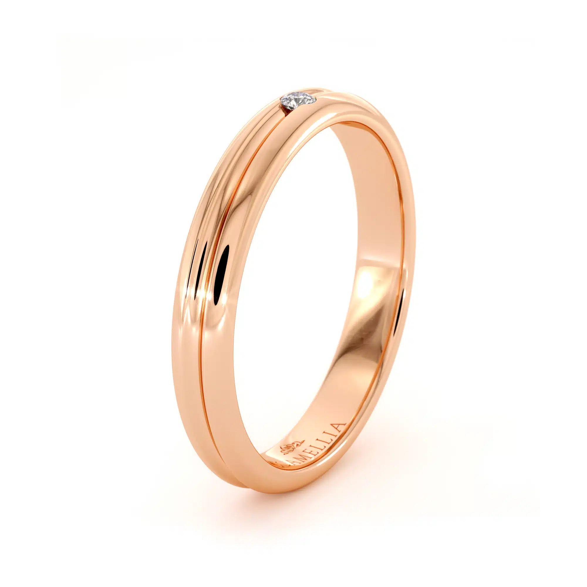 Elegant diamond women band 14k rose gold (8)