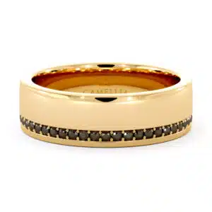 Wide Flat Band with Bottom Edge Pave Black Diamond