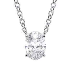 Oval Cut Lab Diamond Solitaire Pendant in Four-Prong Setting