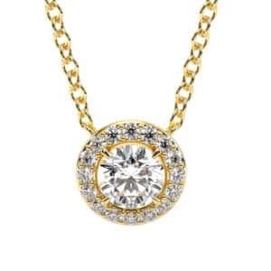 Halo Lab Diamond Necklace With Round Center