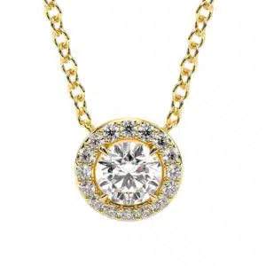 Halo Lab Diamond Necklace With Round Center