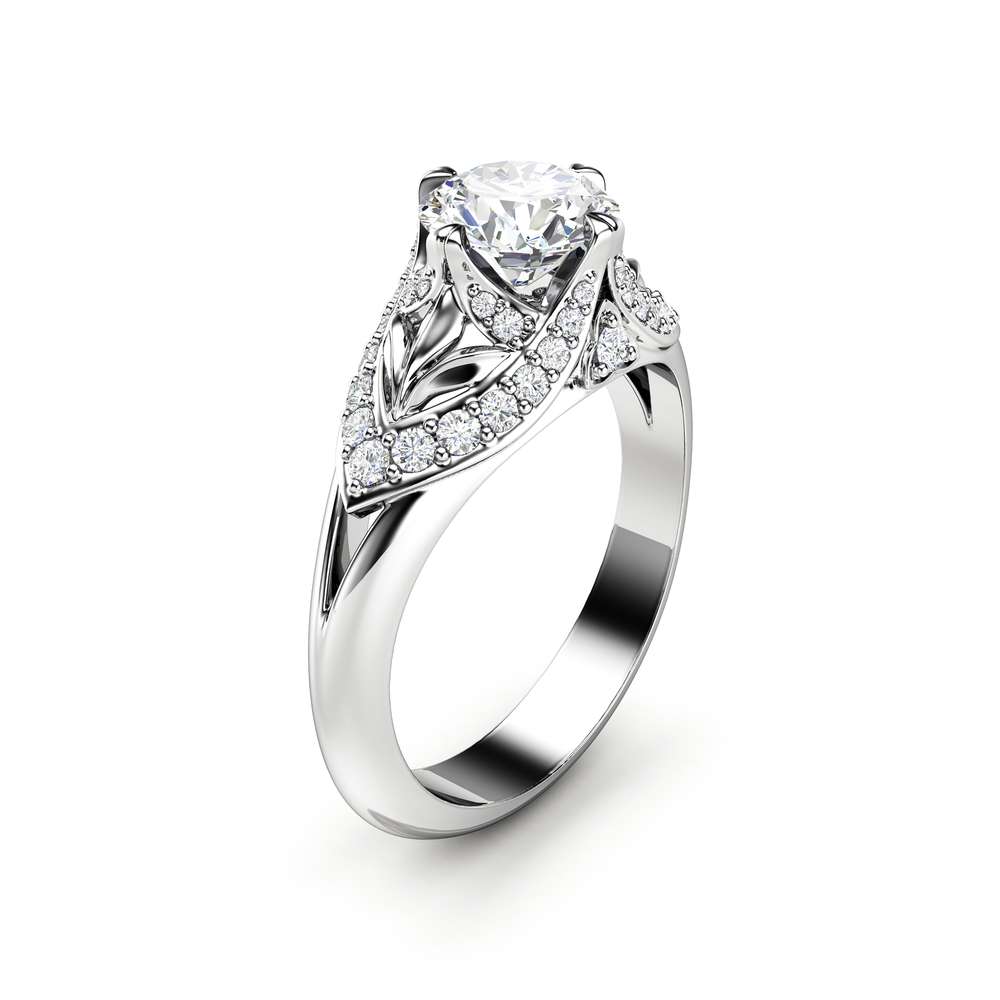 Moissanite Engagement Ring 14K White Gold Ring Edwardian Engagement Ring Gold Moissanite Ring 1 Moissanite Engagement Ring 14K White Gold Ring Edwardian Engagement Ring Gold Moissanite Ring