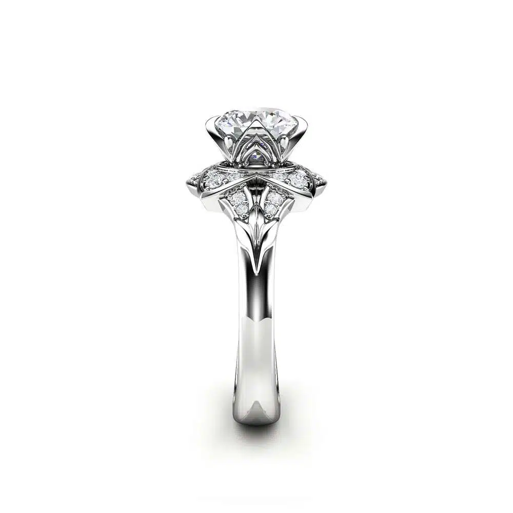 Unique Engagement Ring Moissanite Engagement Ring 14K White Gold Ring 3 Unique Engagement Ring Moissanite Engagement Ring 14K White Gold Ring