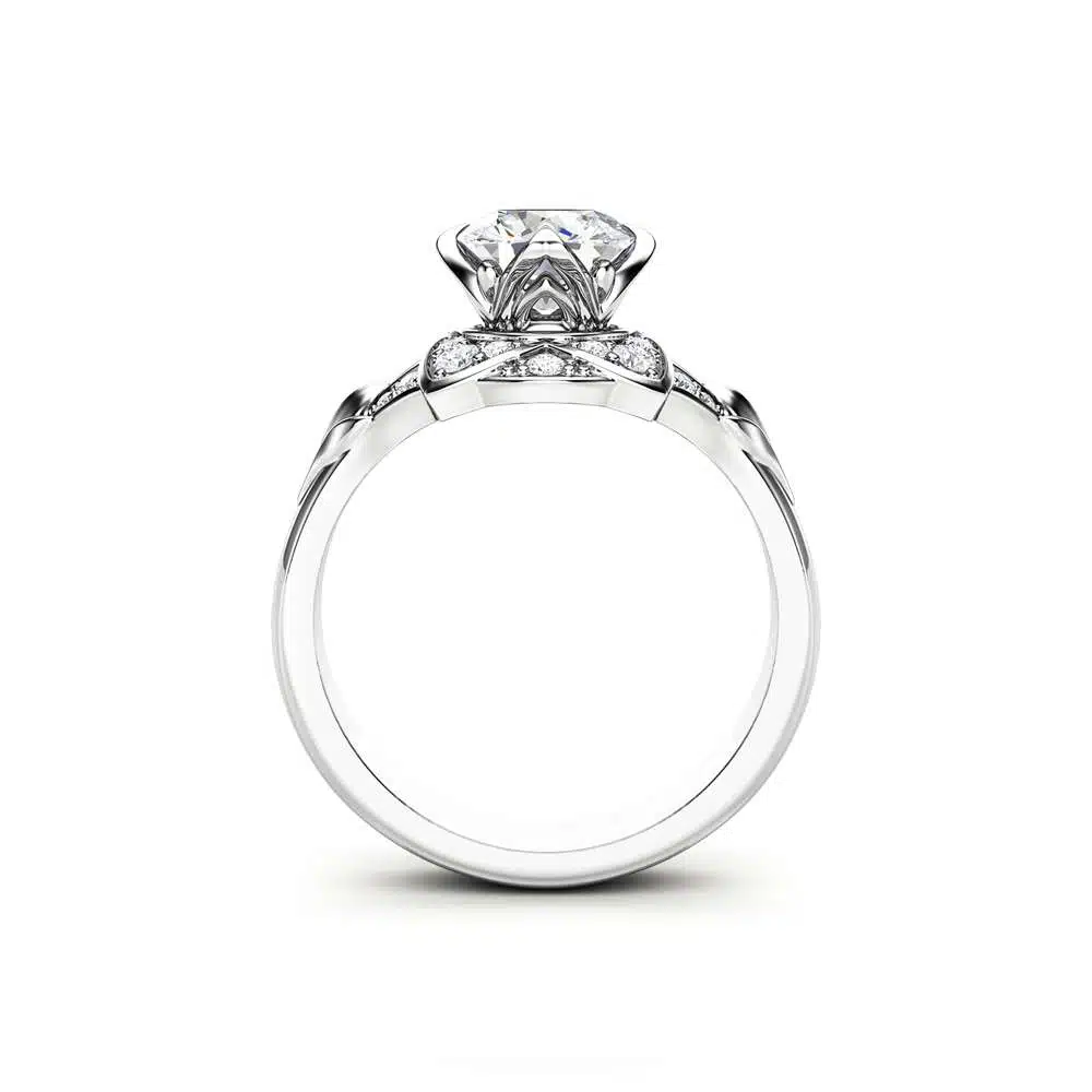 Unique Engagement Ring Moissanite Engagement Ring 14K White Gold Ring 4 Unique Engagement Ring Moissanite Engagement Ring 14K White Gold Ring
