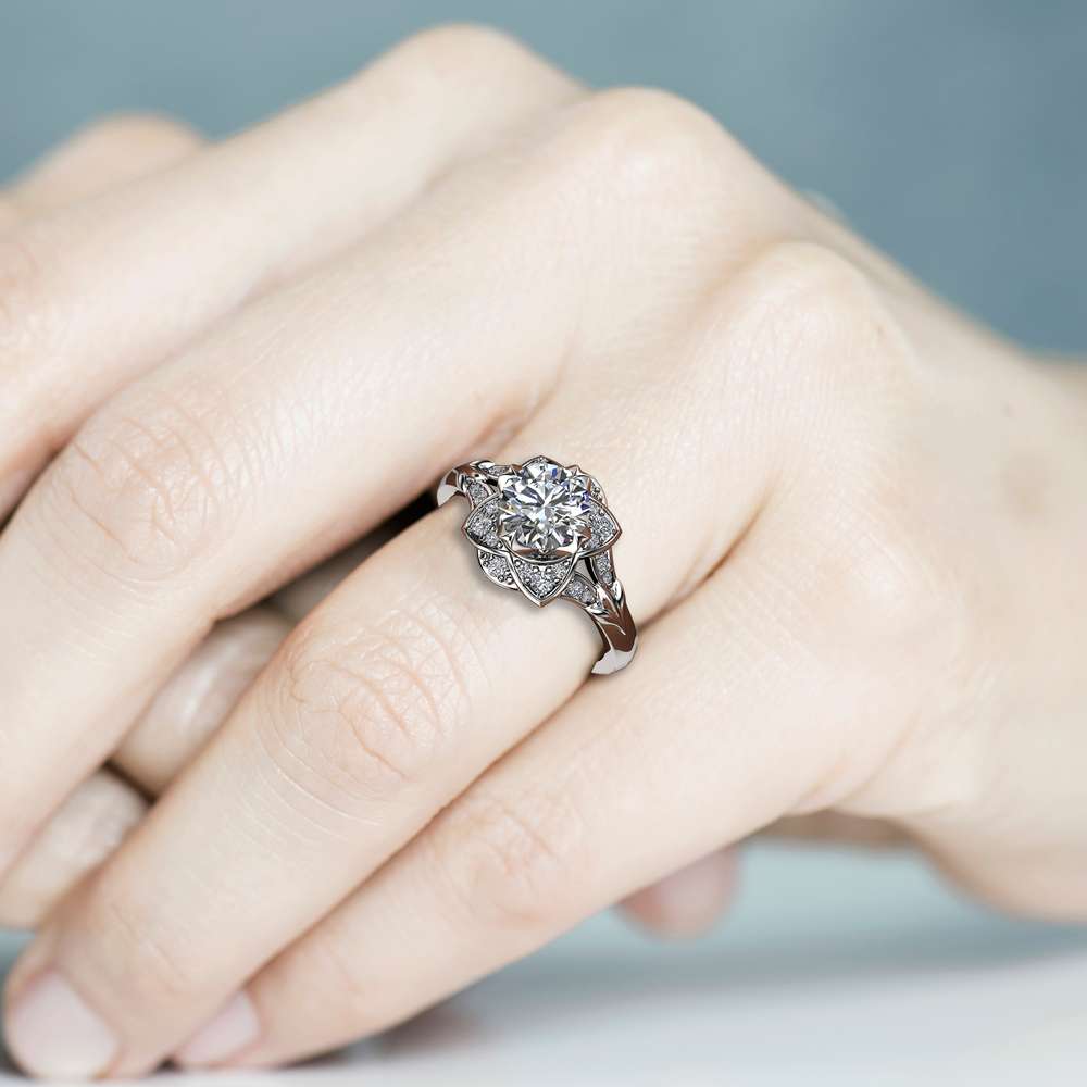 Unique Engagement Ring Moissanite Engagement Ring 14K White Gold Ring 5 Unique Engagement Ring Moissanite Engagement Ring 14K White Gold Ring