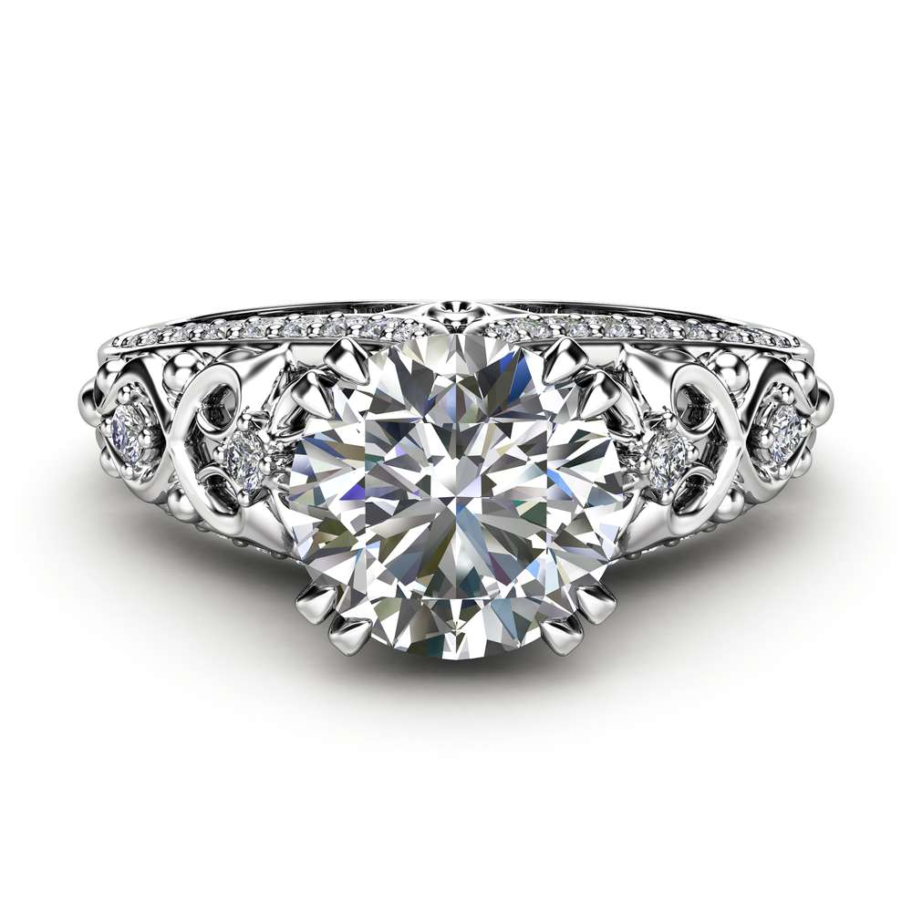 Unique Moissanite Engagement Ring 14K White Gold Ring Promise Ring Art Deco Engagement Ring 2 Unique Moissanite Engagement Ring 14K White Gold Ring Promise Ring Art Deco Engagement Ring