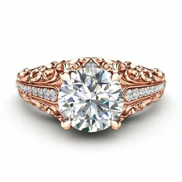 Baroque Floral Diamond Ring With Scroll Details