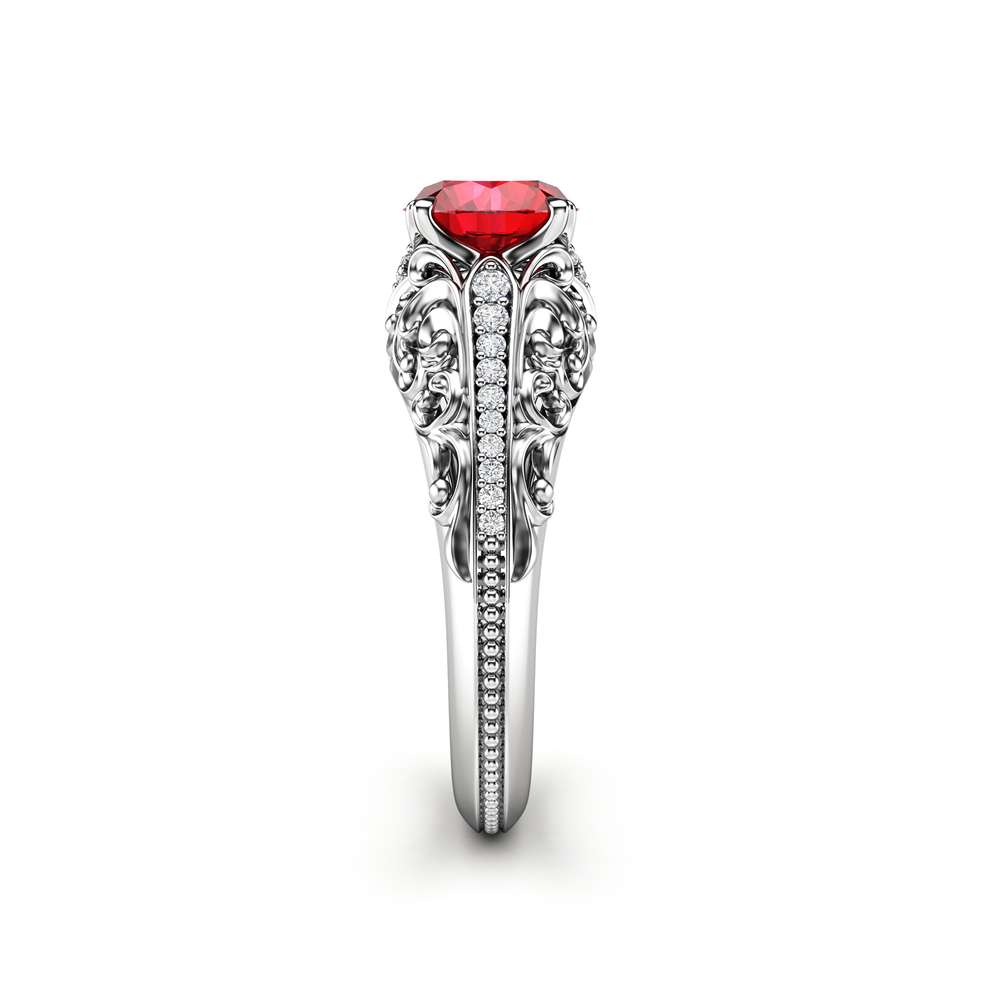 Art Deco Engagement Ring Ruby Engagement Ring White Gold Ring 3 Art Deco Engagement Ring Ruby Engagement Ring White Gold Ring