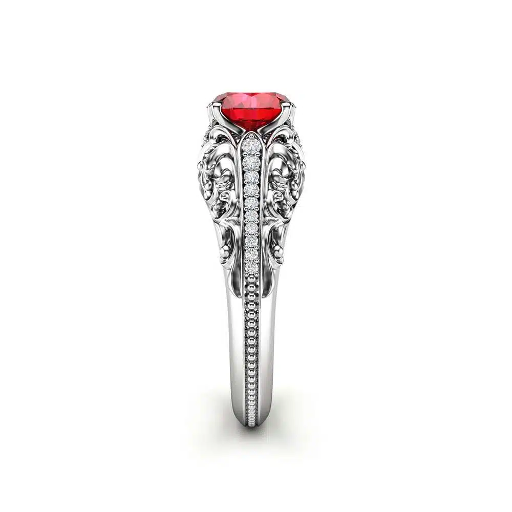 Art Deco Engagement Ring Ruby Engagement Ring White Gold Ring 3 Art Deco Engagement Ring Ruby Engagement Ring White Gold Ring