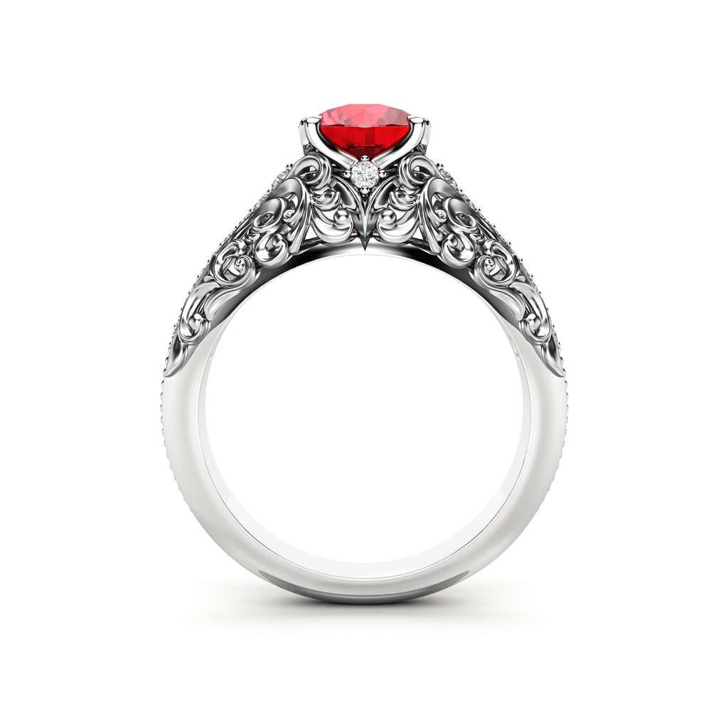 Art Deco Engagement Ring Ruby Engagement Ring White Gold Ring 4 Art Deco Engagement Ring Ruby Engagement Ring White Gold Ring