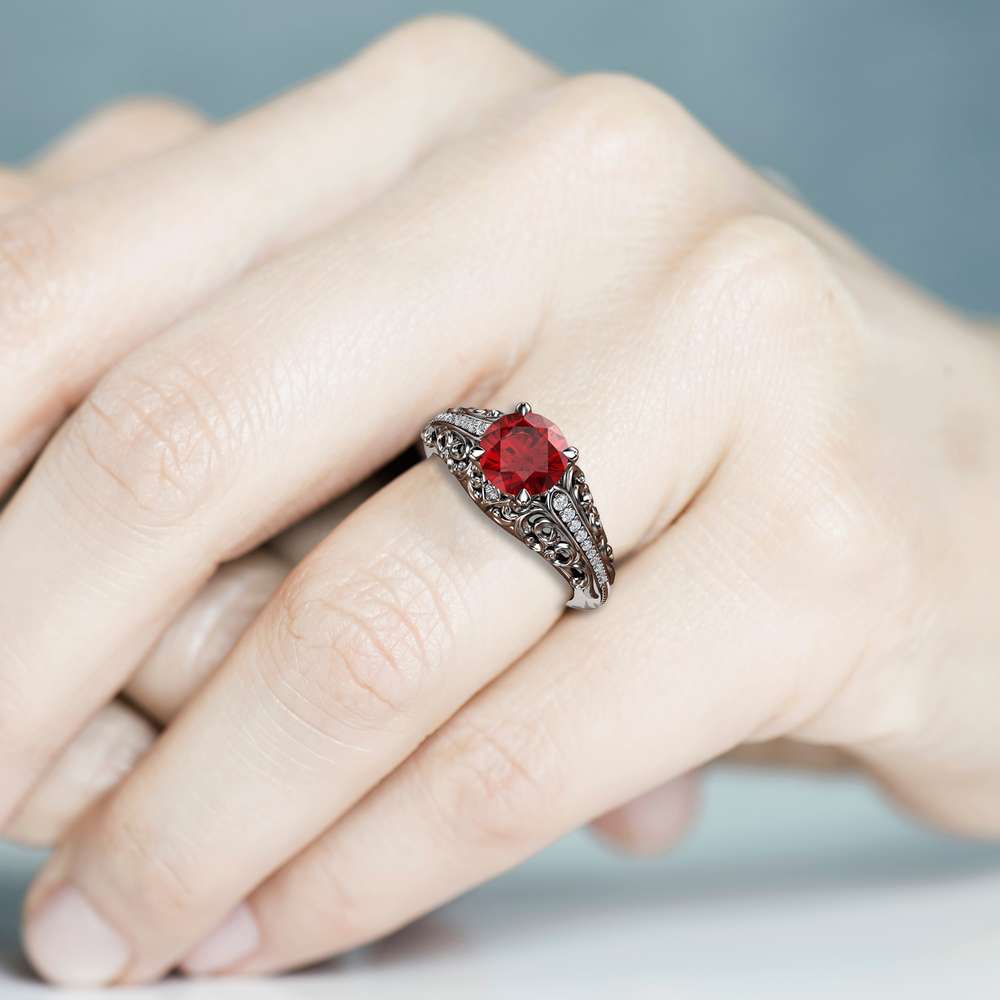 Art Deco Engagement Ring Ruby Engagement Ring White Gold Ring 5 Art Deco Engagement Ring Ruby Engagement Ring White Gold Ring
