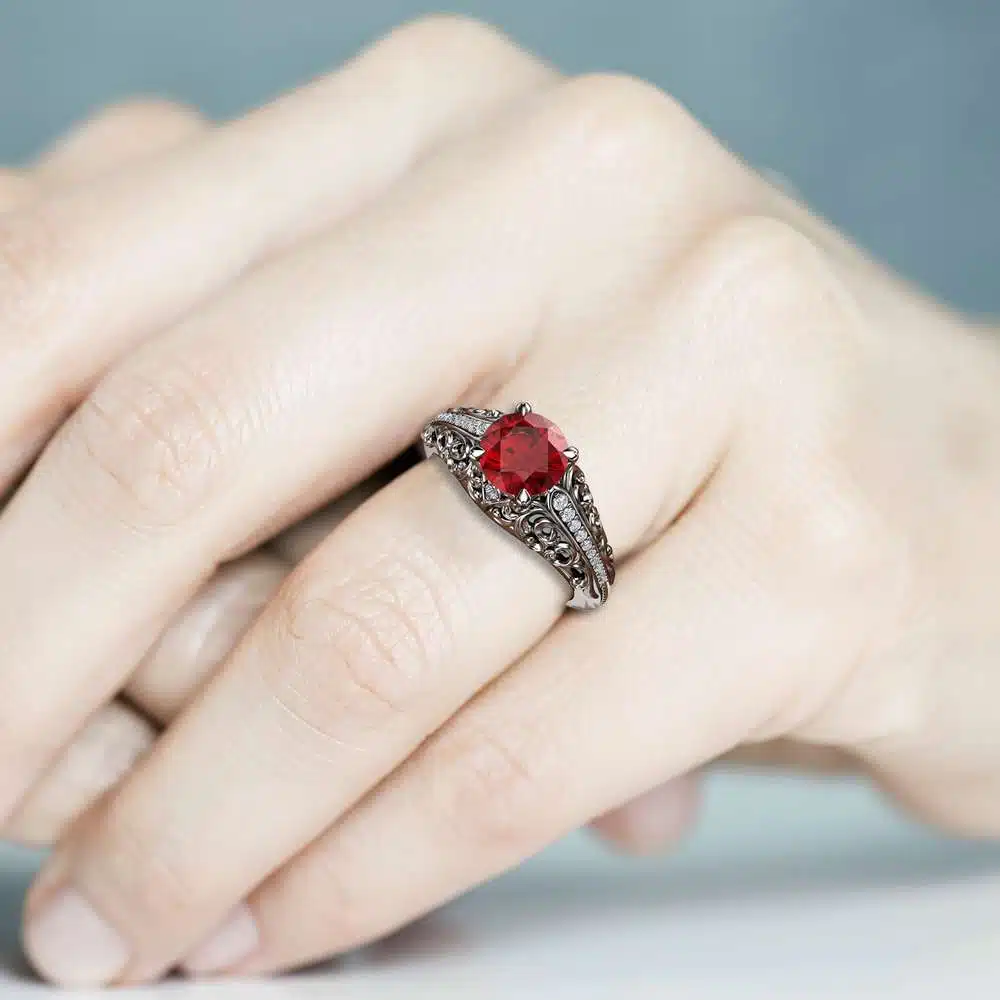 Art Deco Engagement Ring Ruby Engagement Ring White Gold Ring 5 Art Deco Engagement Ring Ruby Engagement Ring White Gold Ring