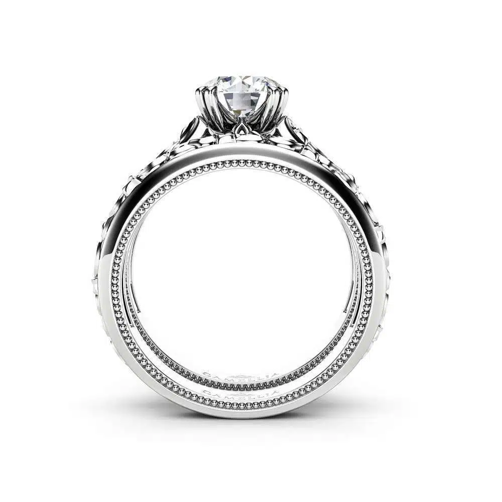 Unique Engagement Ring Set 14K White Gold Moissanite Engagement Ring Art Deco Bridal Set 6 Unique Engagement Ring Set 14K White Gold Moissanite Engagement Ring Art Deco Bridal Set